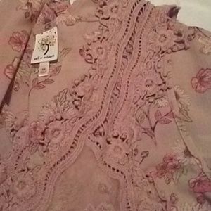 Floral open sheer top with crochet detail